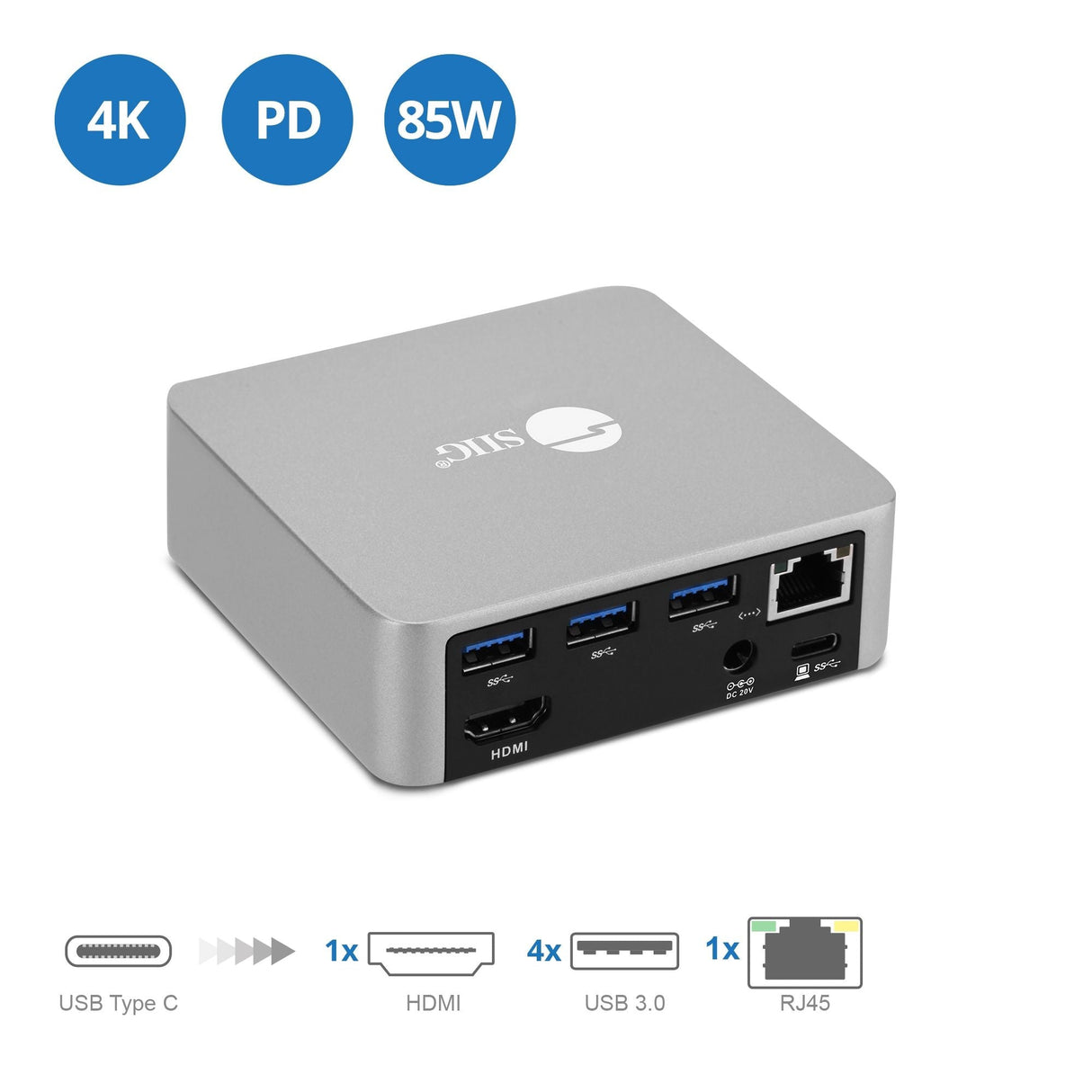 Aluminum USB-C Mini Docking Station with PD