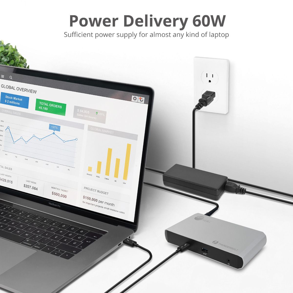 Thunderbolt 3 Dual DP 4K60Hz Video Docking Station with PD - Titan Ridge