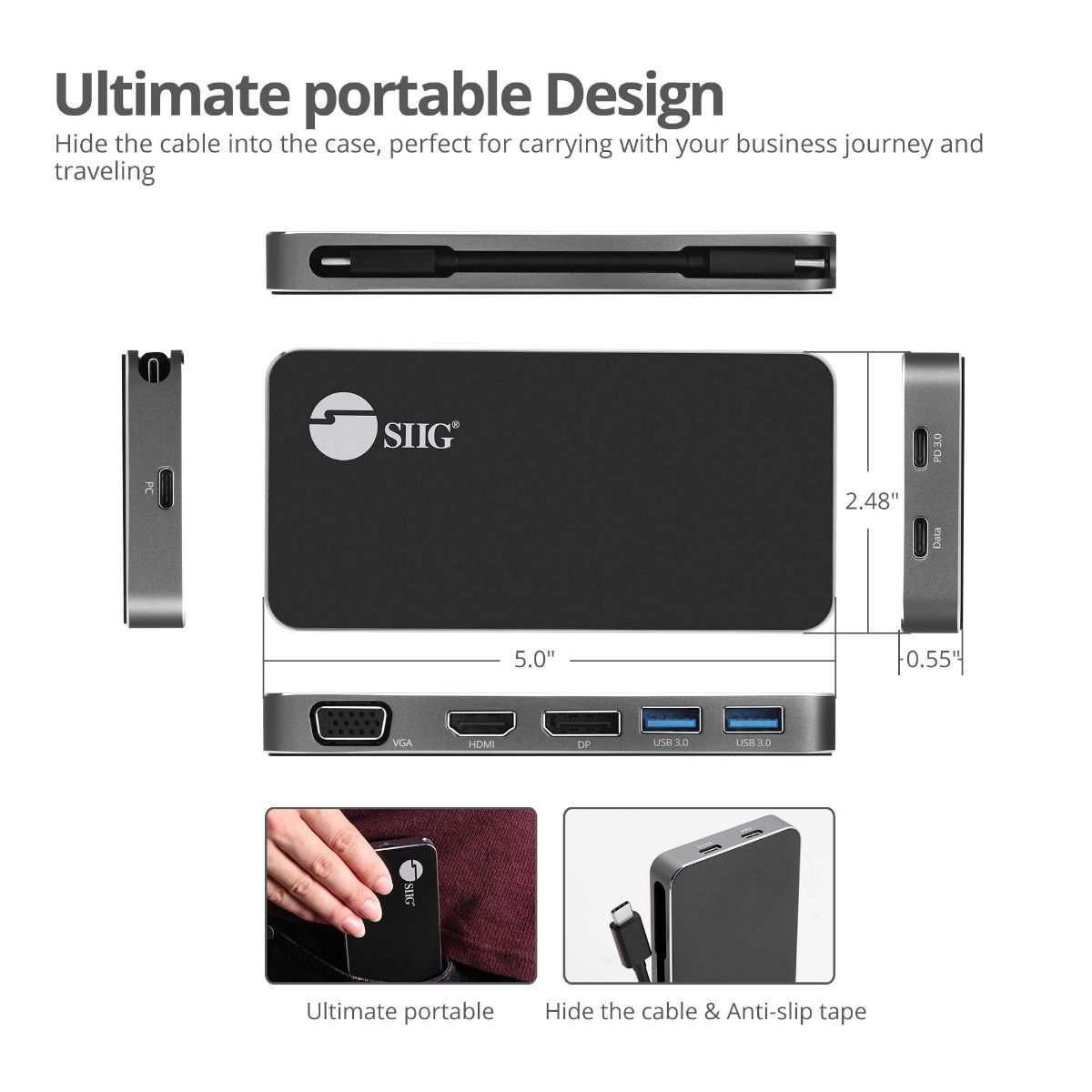 USB-C MST Video Travel Docking with PD Pass Through