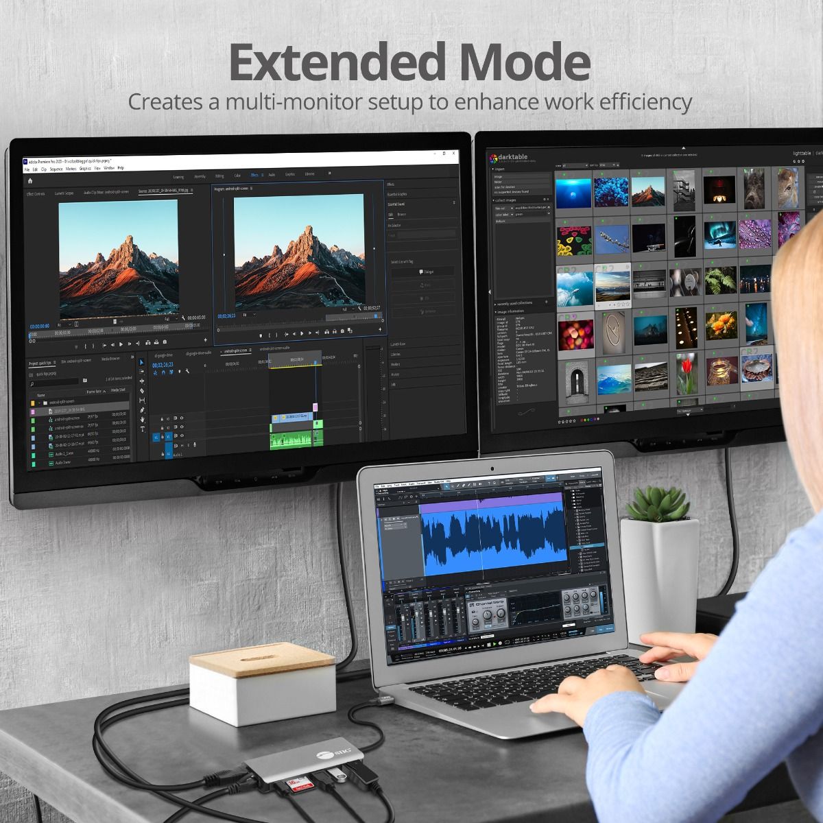 USB-C MST Video with Hub, LAN and PD 3.0 Docking- Single 4K@30Hz- Dual 1080p- SD card reader