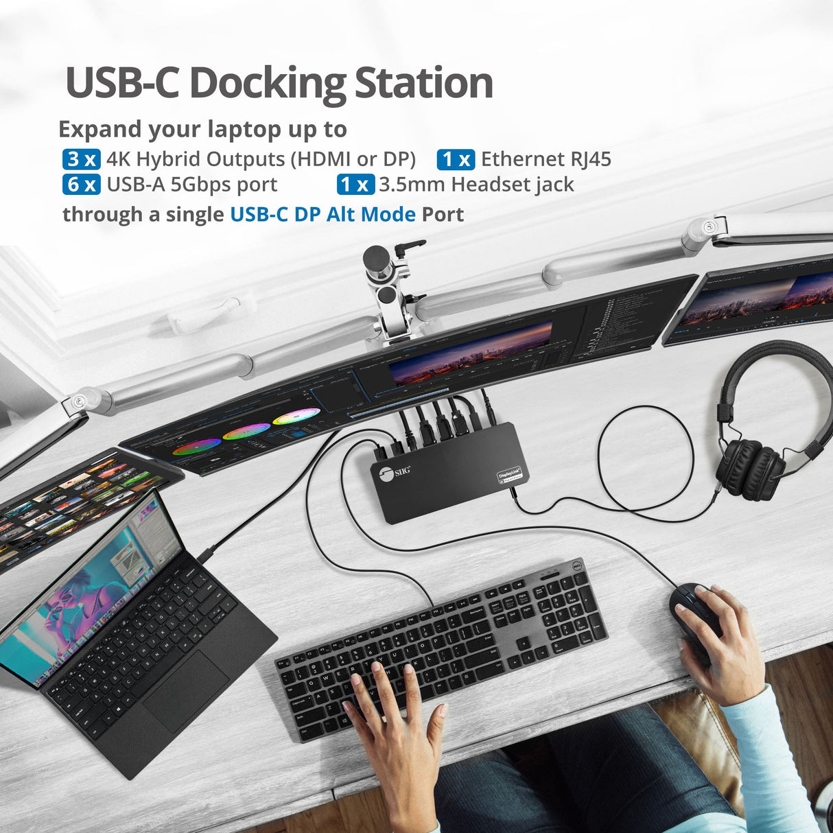 Universal Hybrid Triple 4K Video Docking Station with PD 3.0- Windows & Mac M1/M2/M3 Pro/Max Compatible