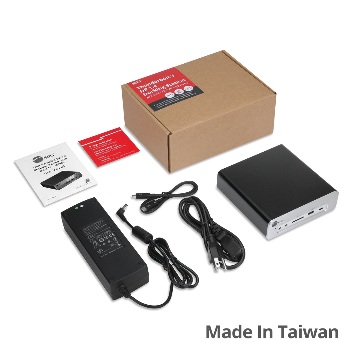 Thunderbolt 3 DP 1.4 8K Docking Station with Dual M.2 NVMe SSD & 96W Power Delivery, support 4K 144Hz resolution