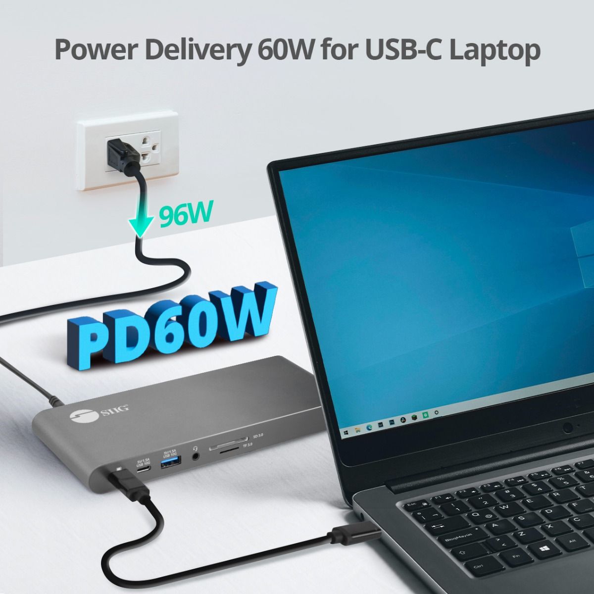 USB-C Dual Video MST Docking Station with PD Charging