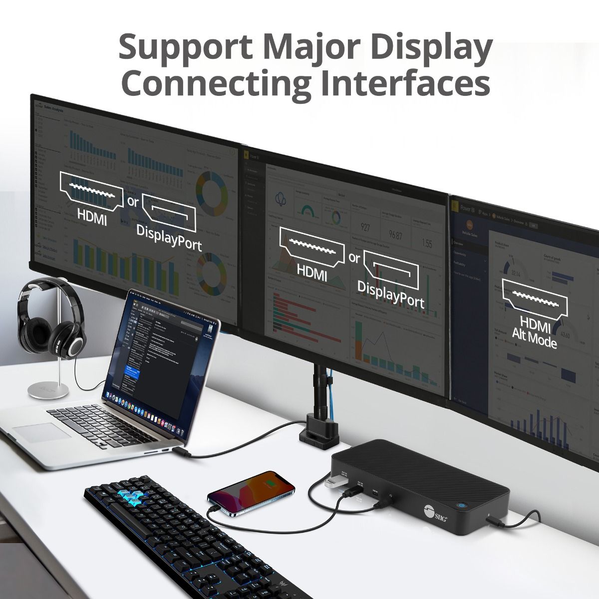 Triple Hybrid 4K Video Docking Station with PD Charging- Windows & Mac M1/M2/M3 Pro/Max Compatible