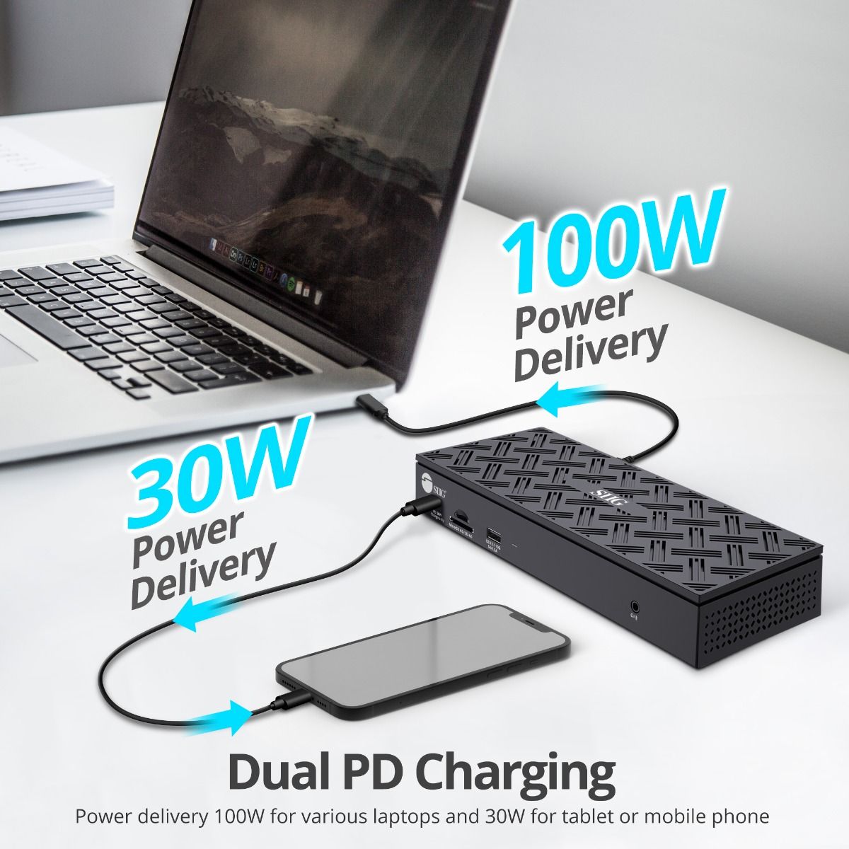USB-C Quad Hybrid 4K Video Docking Station with PD- Windows & Mac M1/M2/M3 Pro/Max Compatible