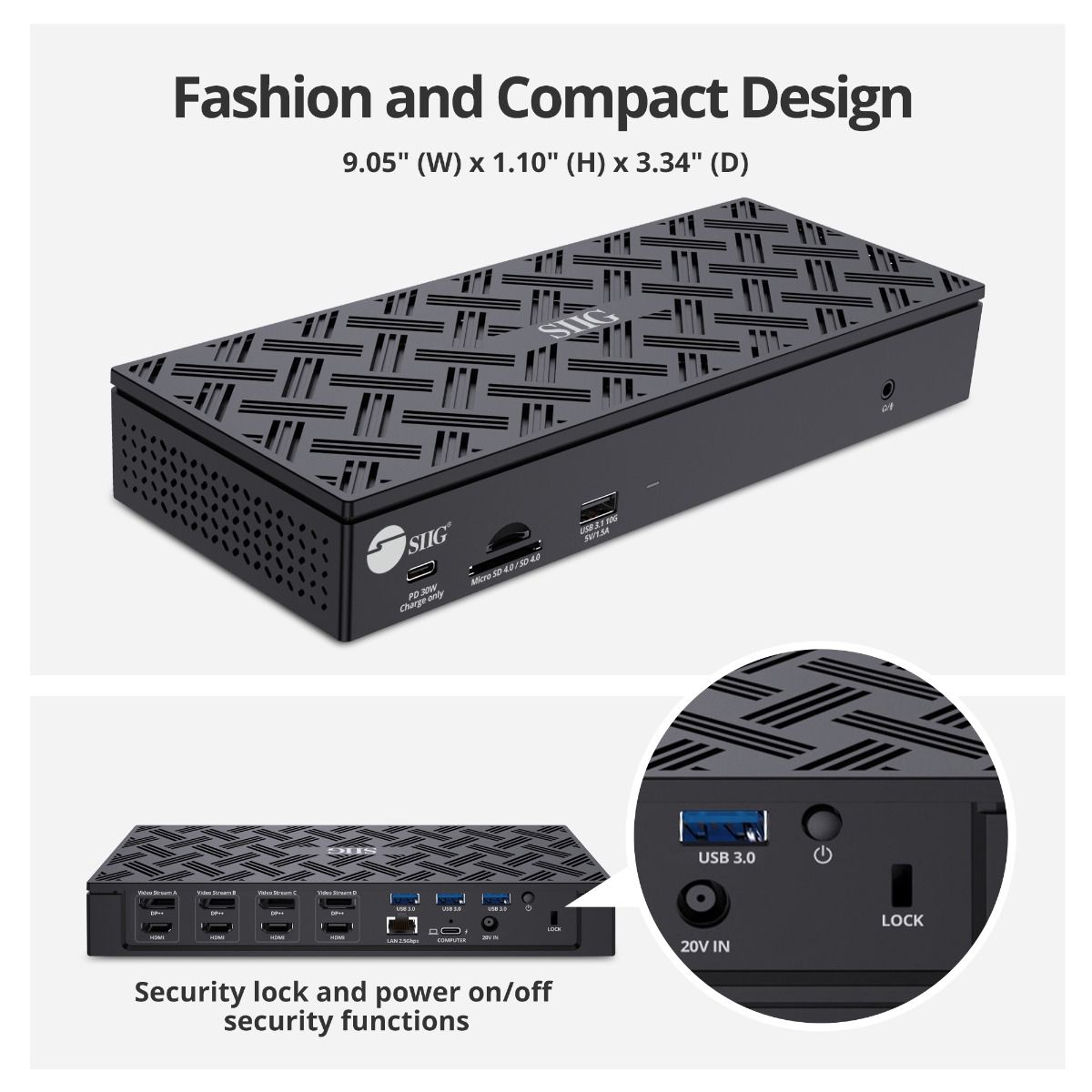 USB-C Quad Hybrid 4K Video Docking Station with PD- Windows & Mac M1/M2/M3 Pro/Max Compatible