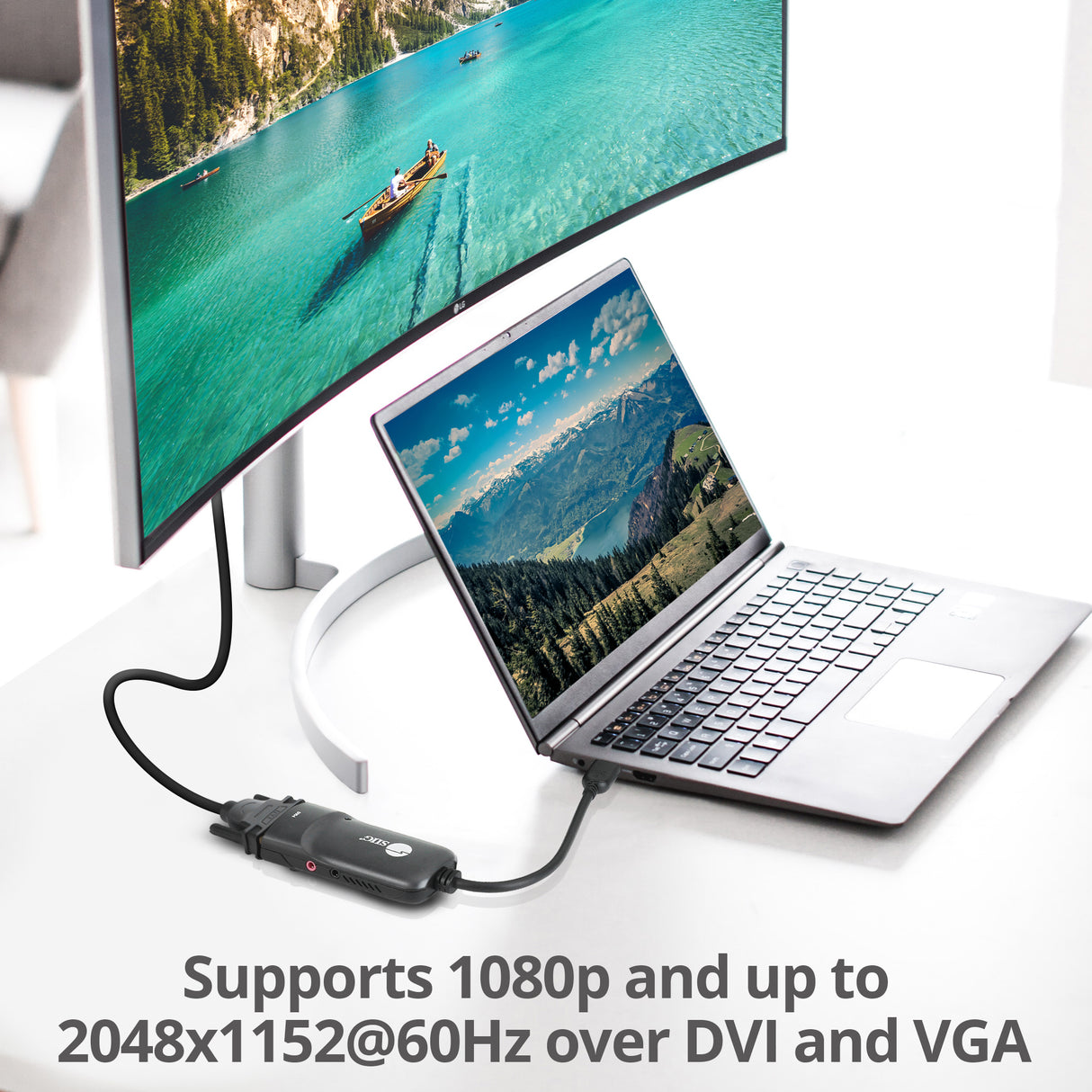 USB 3.0 to DVI/VGA Pro adapter, 1080p, USB 3.0 5 Gbps, included DVI to VGA adapter