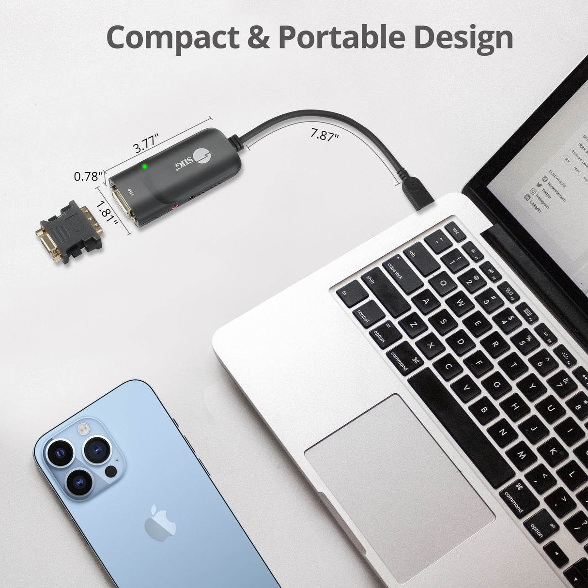 USB 3.0 to DVI/VGA Pro adapter, 1080p, USB 3.0 5 Gbps, included DVI to VGA adapter