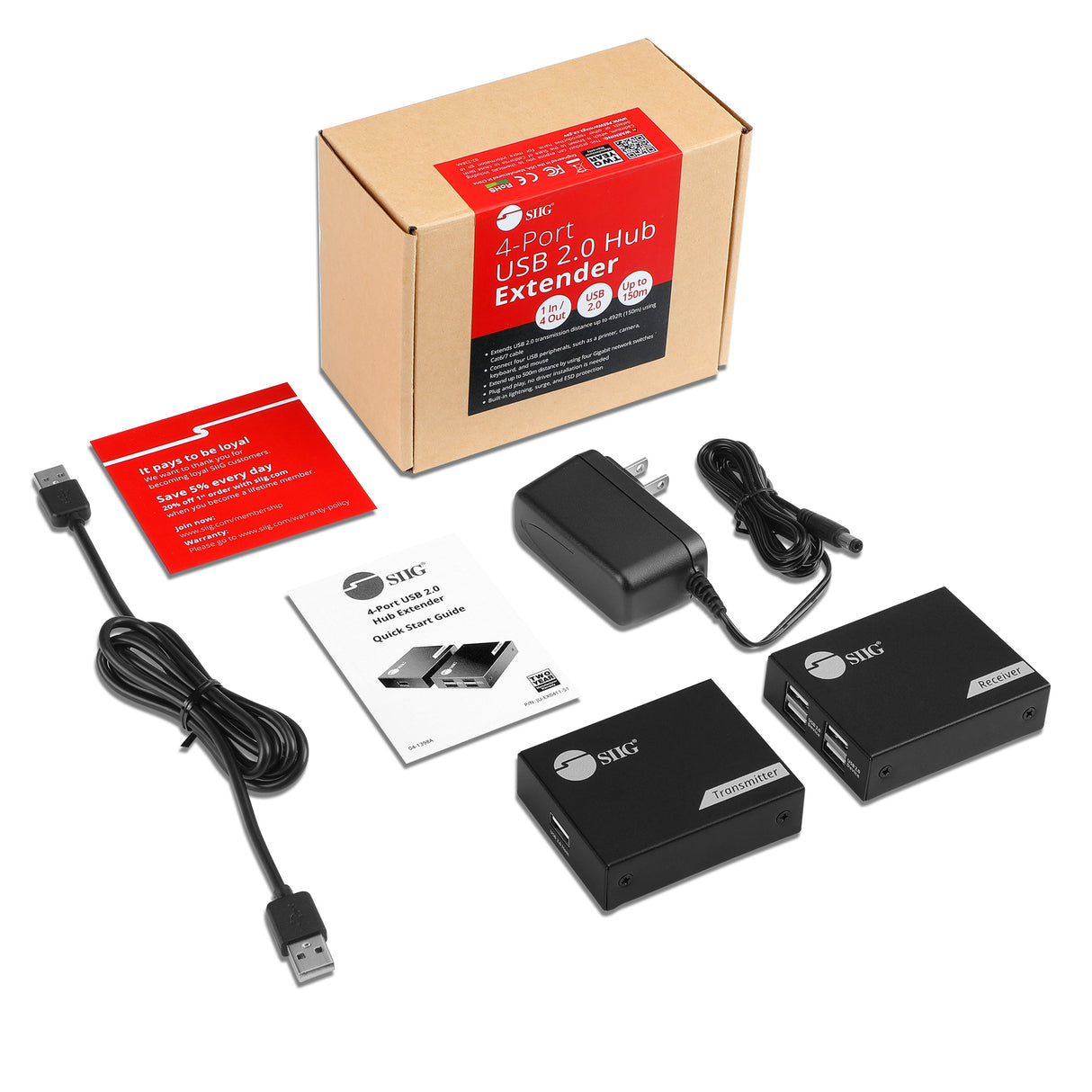 4-Port USB 2.0 Hub Extender
