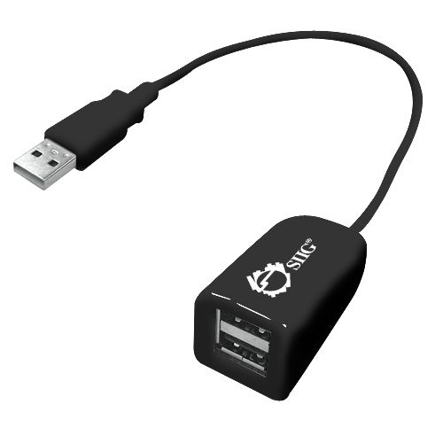 USB 2.0 2-Port Hub, Up to 480Mb/s, Bus-powered