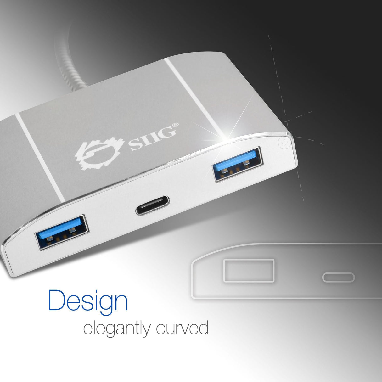 USB-C to 4-Port USB 3.0 Hub with PD Charging - 3A/1C