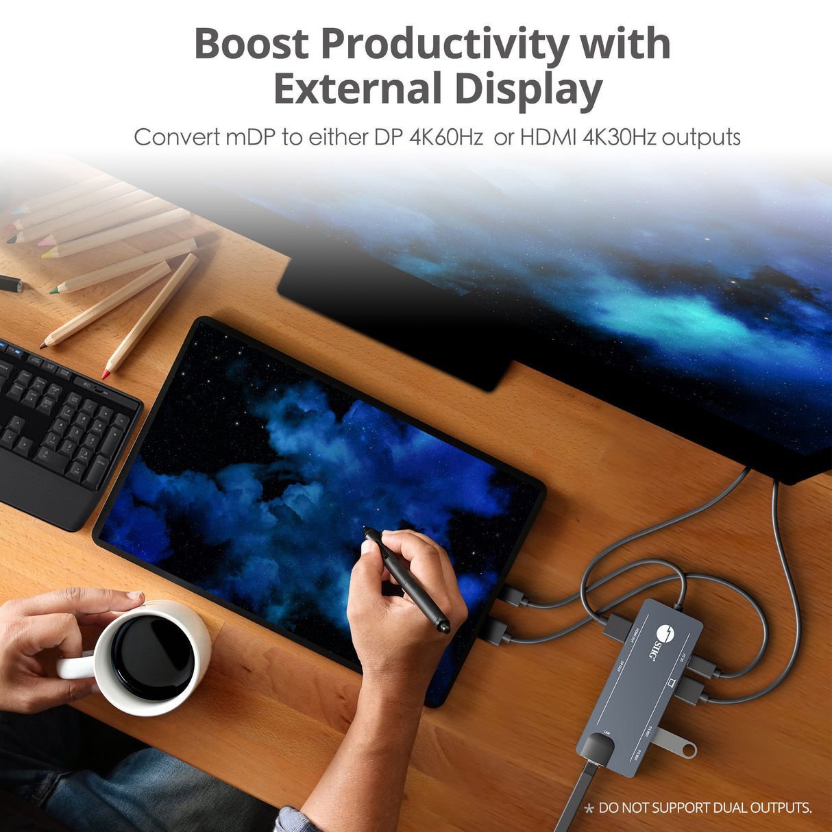 Mini-DP 4K Video Dock with USB 3.0 LAN Hub
