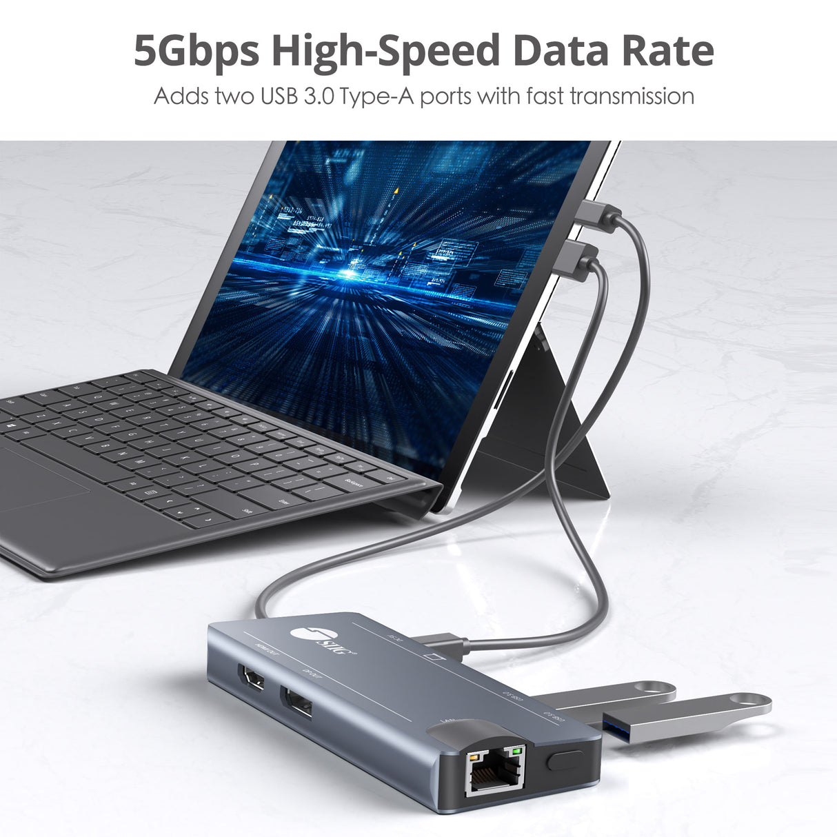 Mini-DP 4K Video Dock with USB 3.0 LAN Hub