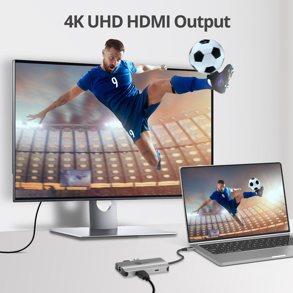 USB-C to HDMI with LAN Hub & PD Charging Adapter, HDMI 4K@30Hz, two USB-A 5Gbps, GbE, PD100W