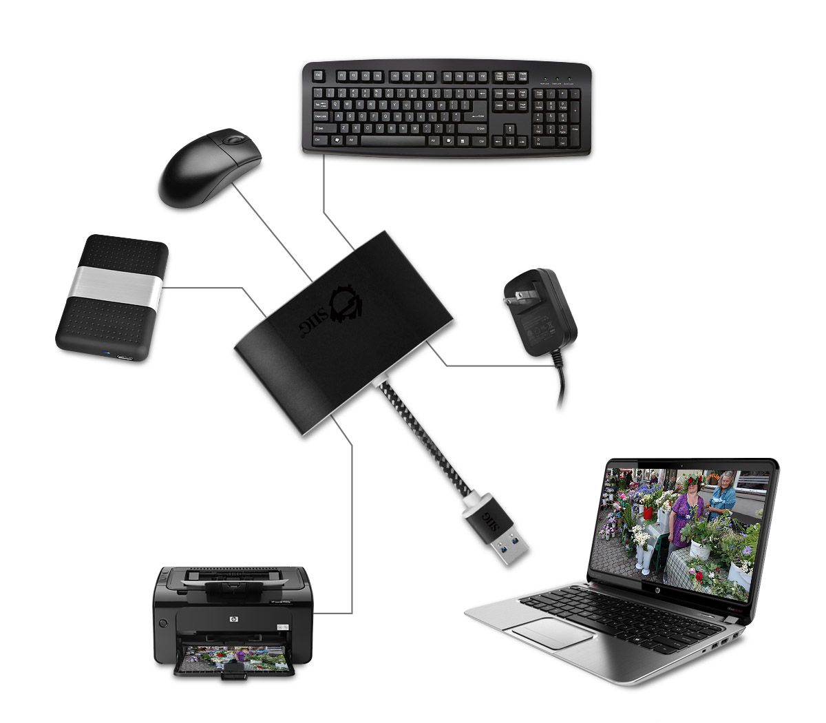 SuperSpeed USB 3.0 4-Port Powered Hub