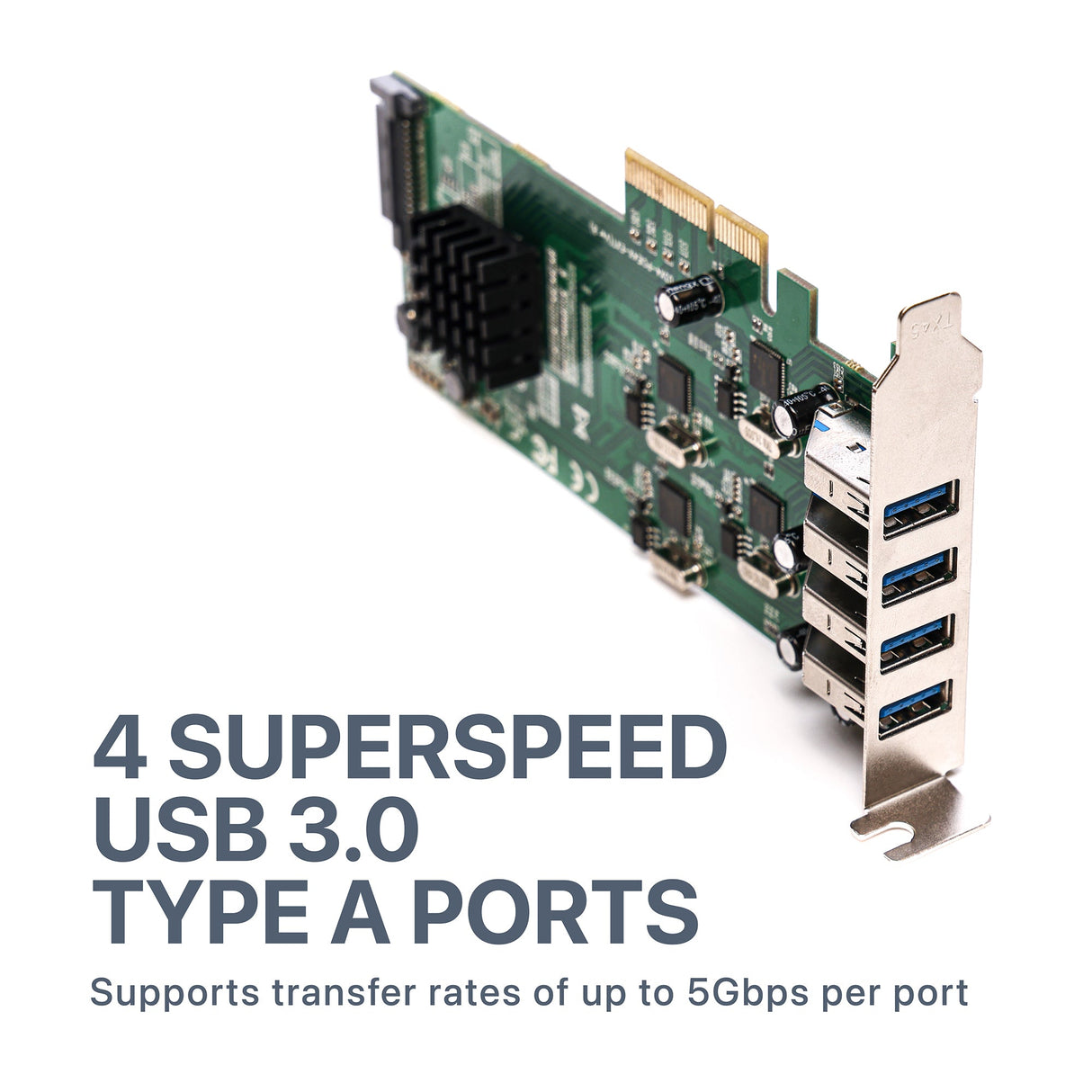 SIIG 4 Port USB 3.0 (USB 3.2 Gen 1) PCIe Card with 4 Dedicated 5Gbps Channels - Quad Core 20Gbps - UASP - SATA Power - Low Profile PCIe Adapter Card
