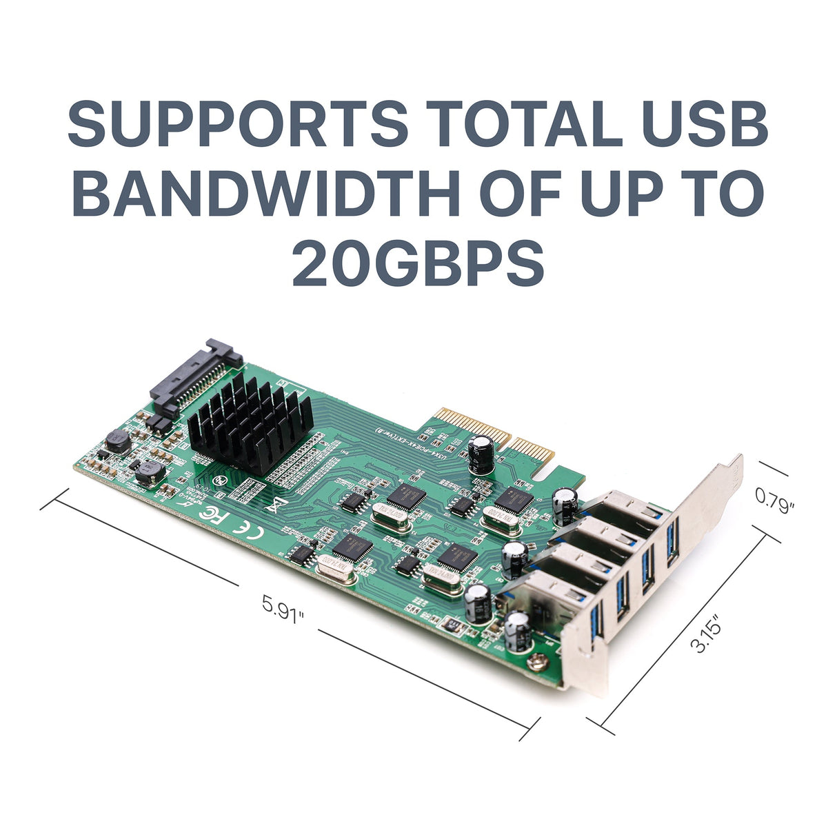 SIIG 4 Port USB 3.0 (USB 3.2 Gen 1) PCIe Card with 4 Dedicated 5Gbps Channels - Quad Core 20Gbps - UASP - SATA Power - Low Profile PCIe Adapter Card