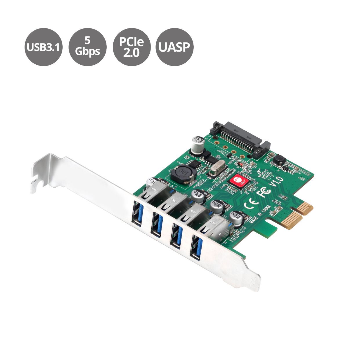 DP USB 3.0 4-Port PCIe Host Card