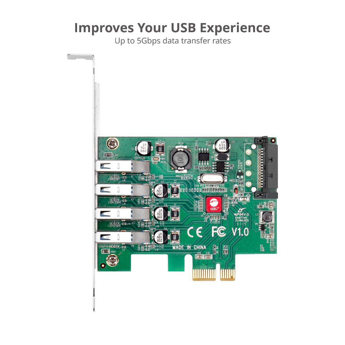 DP USB 3.0 4-Port PCIe Host Card