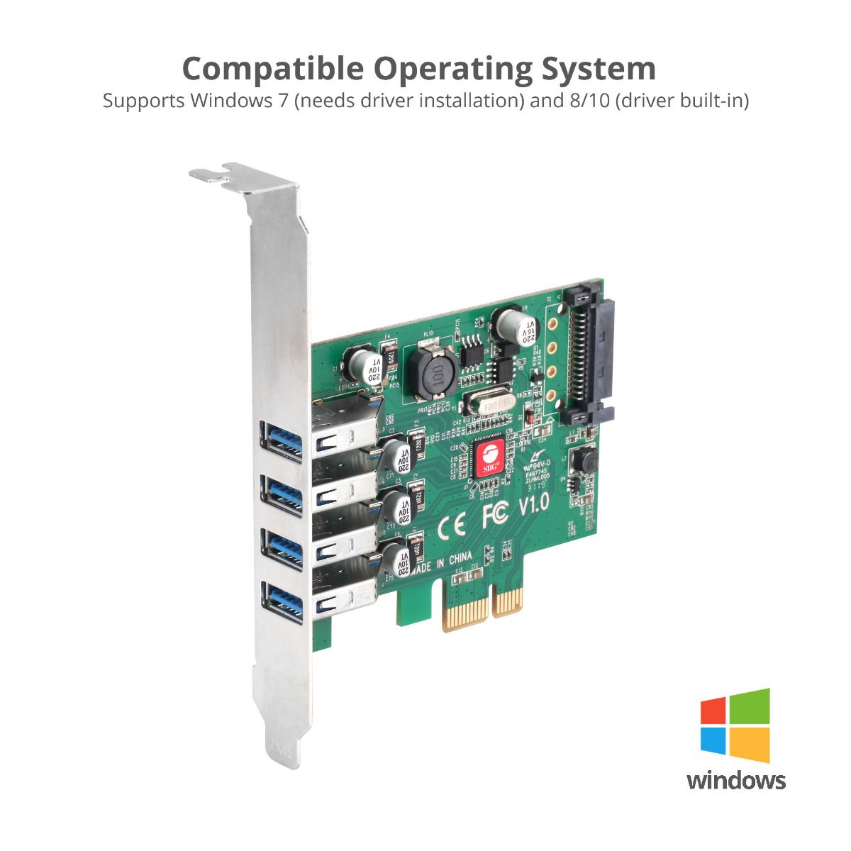 DP USB 3.0 4-Port PCIe Host Card