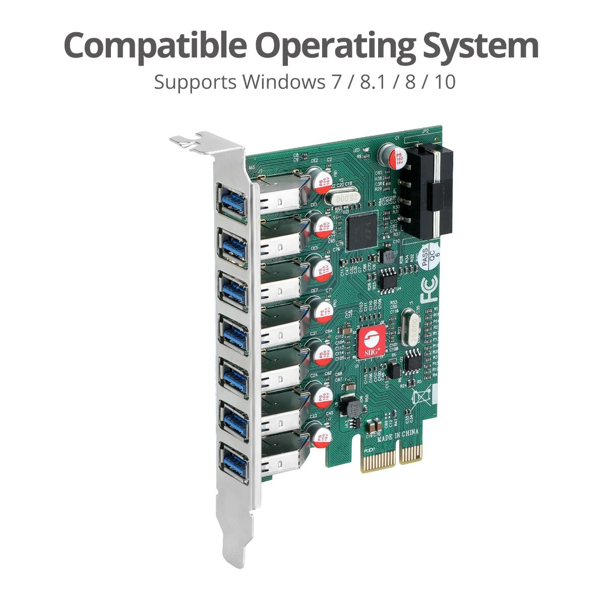 USB 3.0 7-Port PCIe Host Card