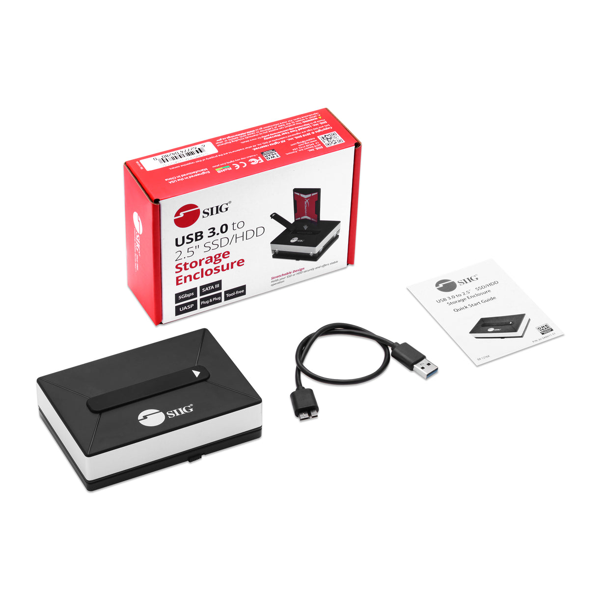USB 3.0 to 2.5" SSD/HDD Storage Enclosure, SATA III, Up to 5Gbps