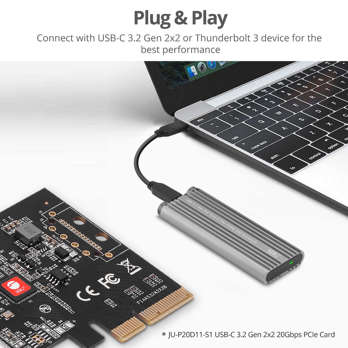 USB 3.2 Gen 2x2 Type-C 20G NVMe SSD Enclosure