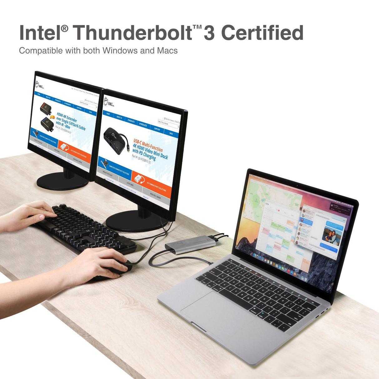 Thunderbolt V3 (USB-C) to Dual DisplayPort Adapter - DP, 1.2 4K@60Hz