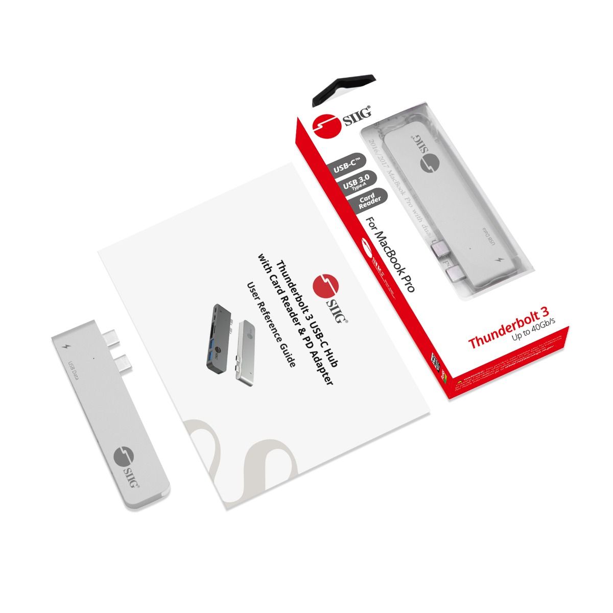 Dual USB-C Hub with Card Reader and PD Adapter – Silver