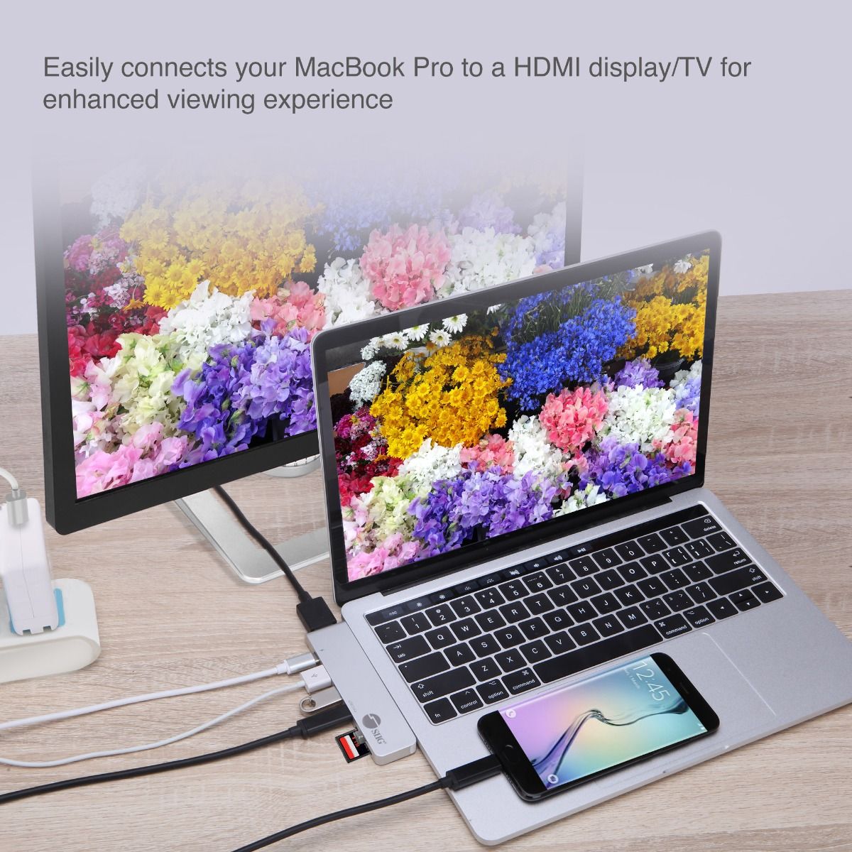 Dual USB-C Hub HDMI with Card Reader and PD Adapter – Silver
