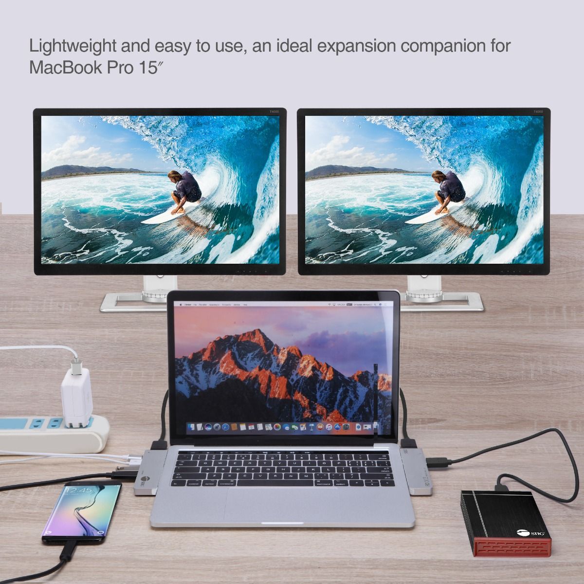 Dual USB-C Hub HDMI with Card Reader and PD Adapter – Silver