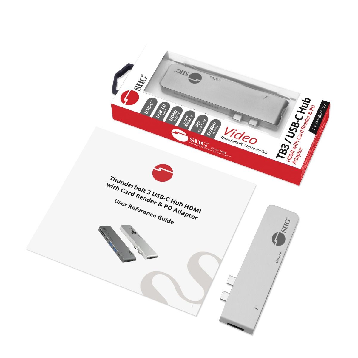 Dual USB-C Hub HDMI with Card Reader and PD Adapter – Silver