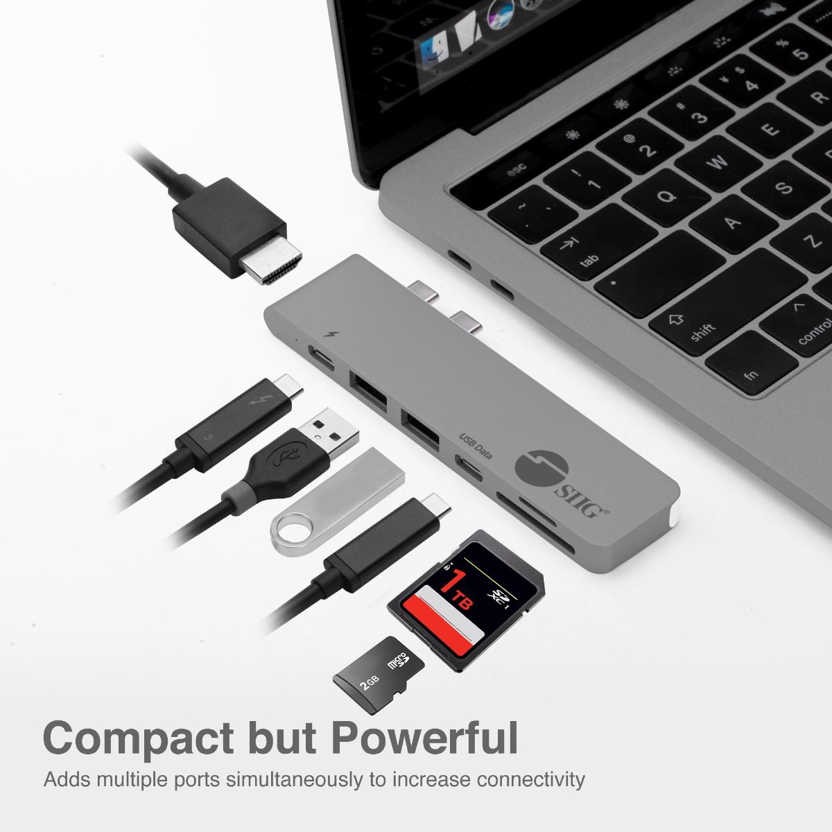 Dual USB-C Hub HDMI with Card Reader and PD Adapter - Space Gray