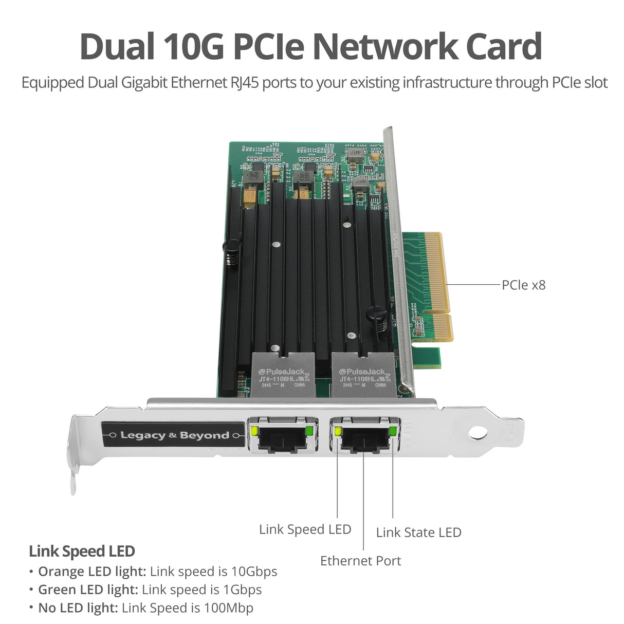 Dual Port 10G Ethernet Network PCI Express - Intel X540-T2 - PCI Express 2.0 x8 - Windows