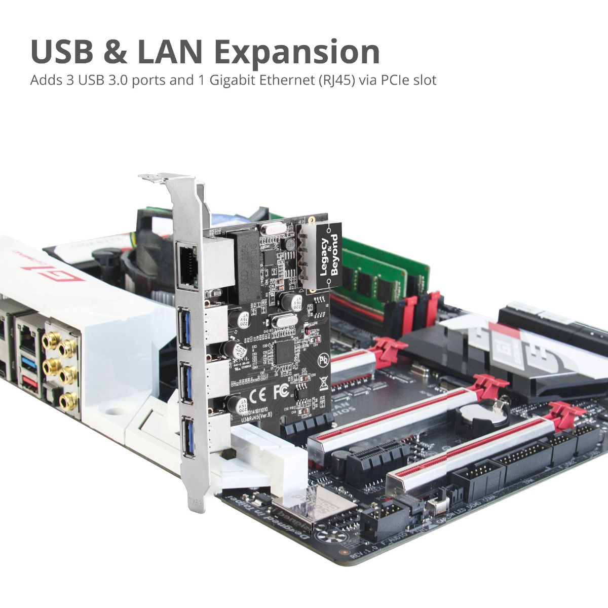 USB 3.0 3-Port Hub with LAN PCIe Host Card