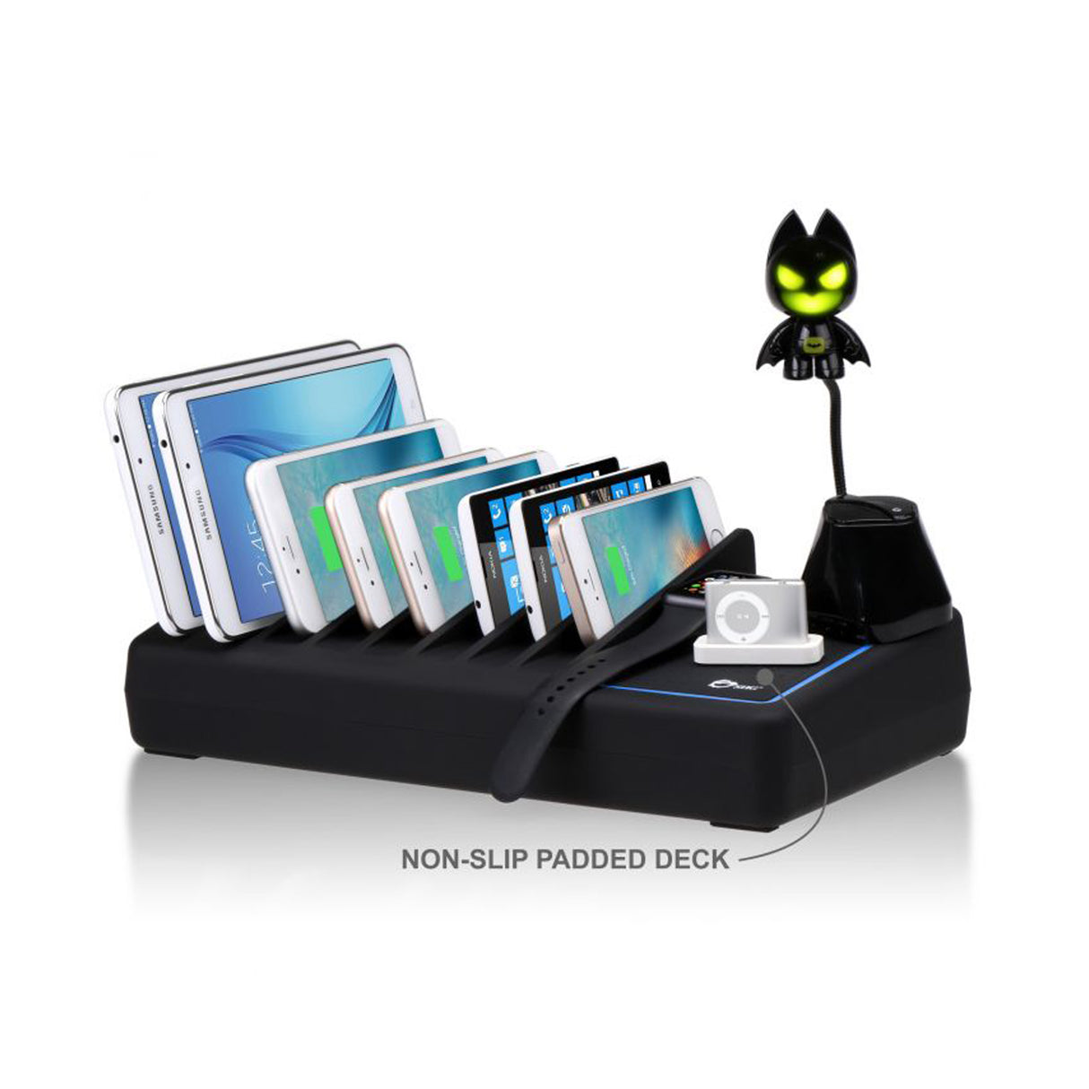 10-Port USB Charging Station with Ambient Light Deck - 90W