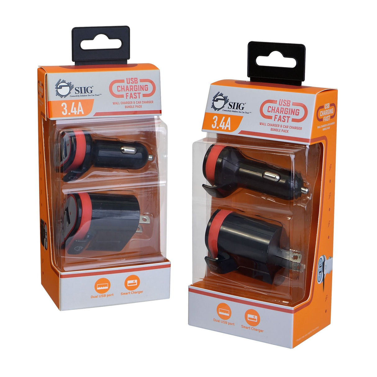 Fast Charging USB Wall Charger & Car Charger Bundle Pack – Black