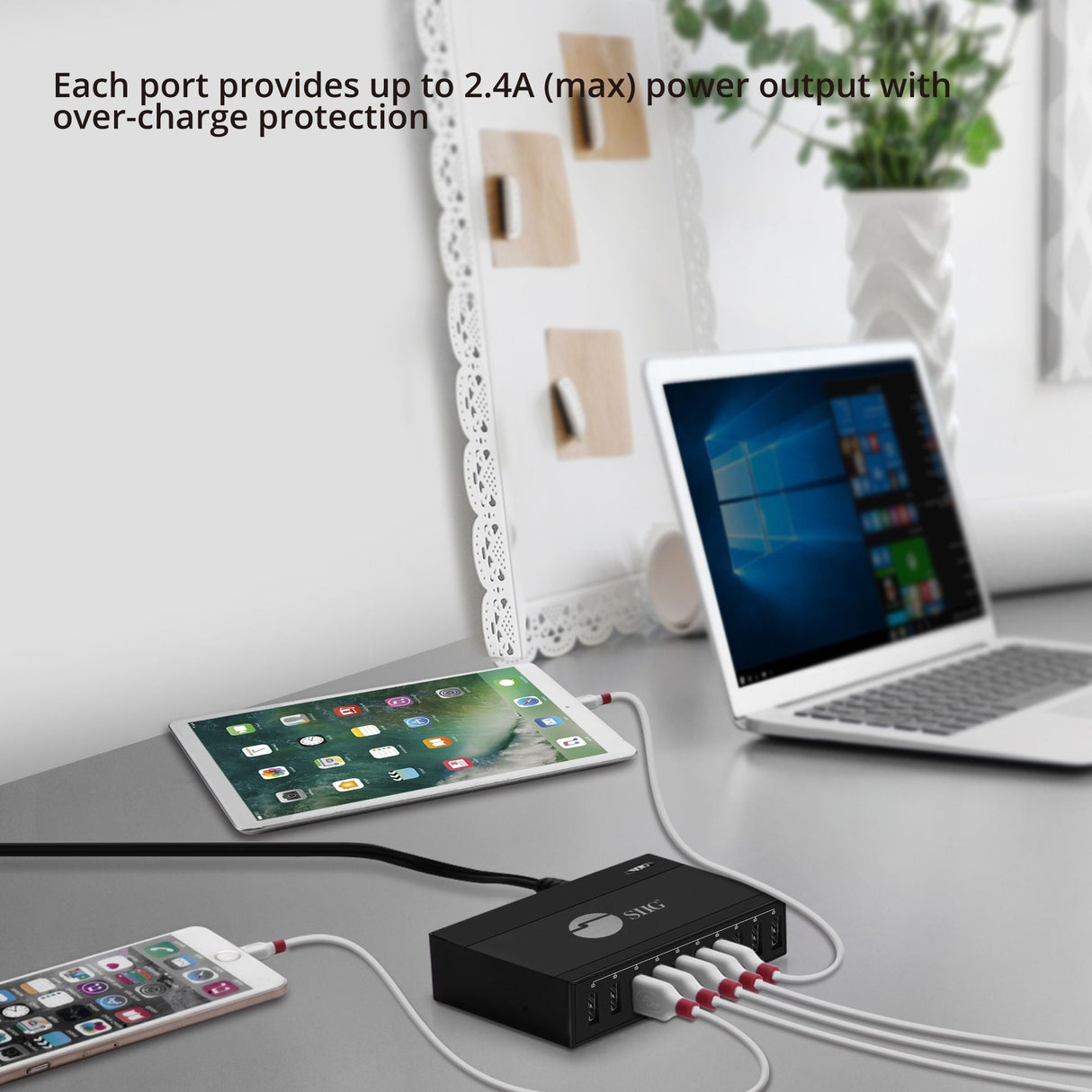 60W 10-Port USB Charger