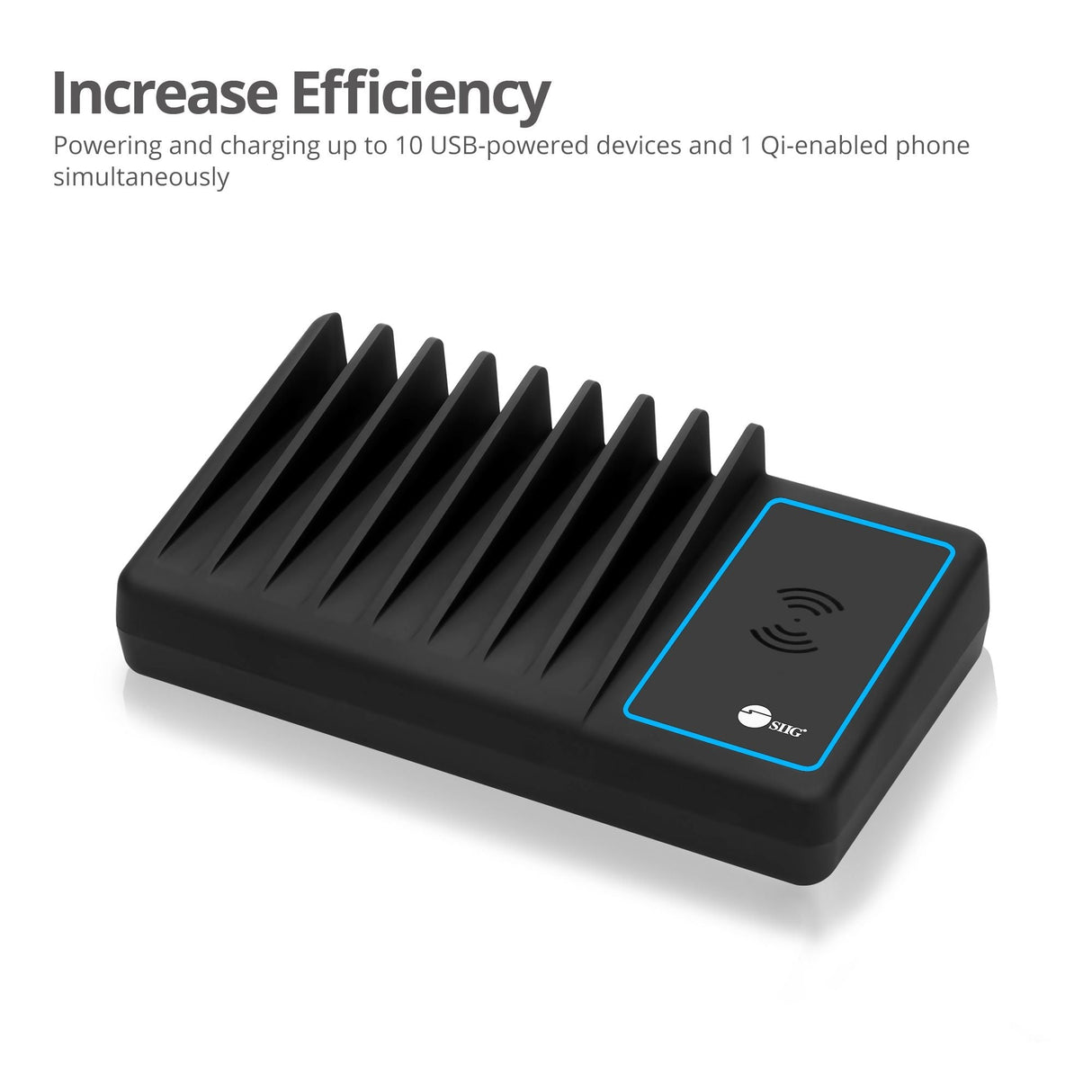90W 10-Port USB-A/C & Wireless Charging Station with Ambient Light Deck - 9A1C