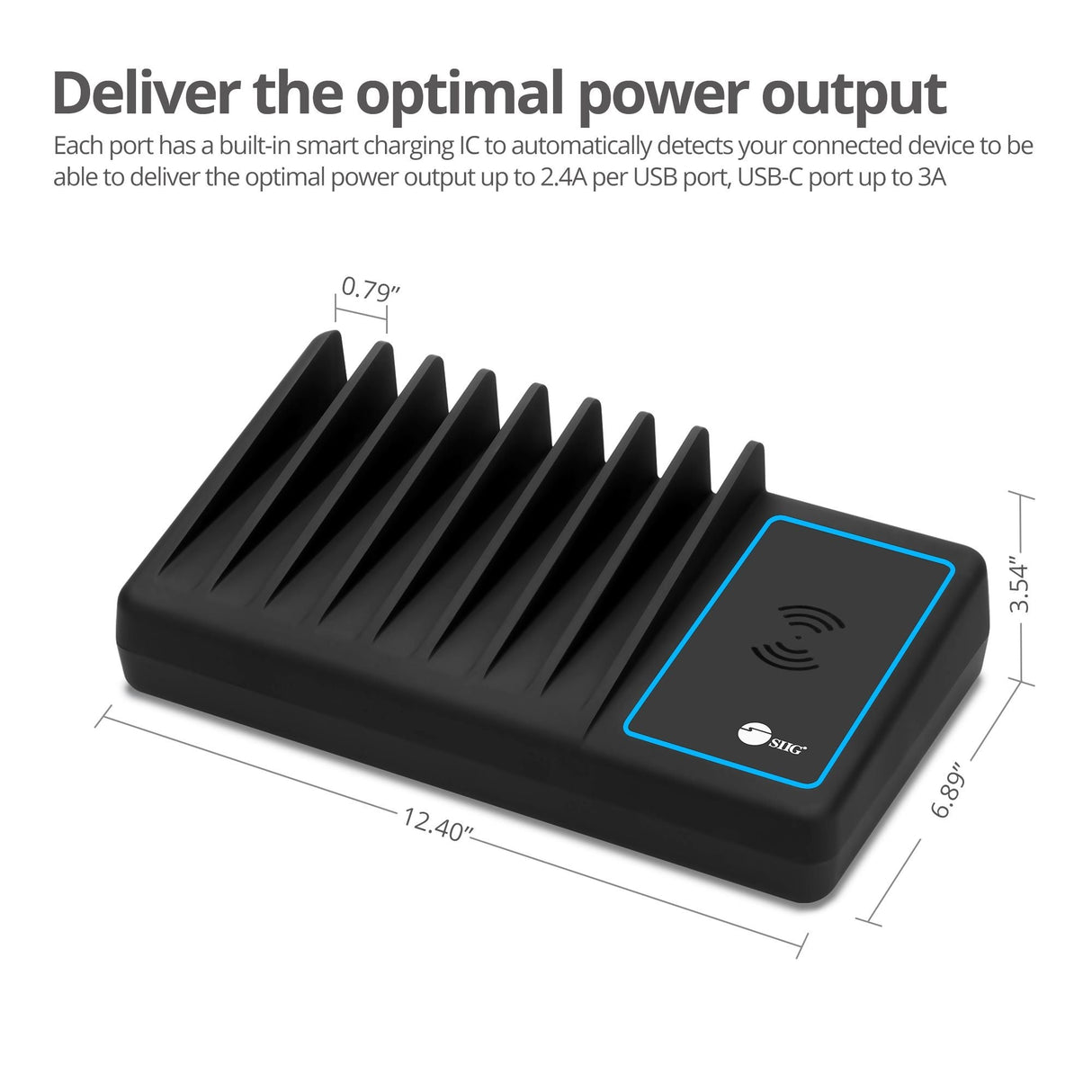 90W 10-Port USB-A/C & Wireless Charging Station with Ambient Light Deck - 9A1C
