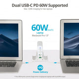 100W Dual USB-C PD & QC 3.0 Combo Power Charger - White