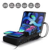 10-port USB-A/C & Wireless Charging Station with Ambient Light Deck - 150W - 6A4C
