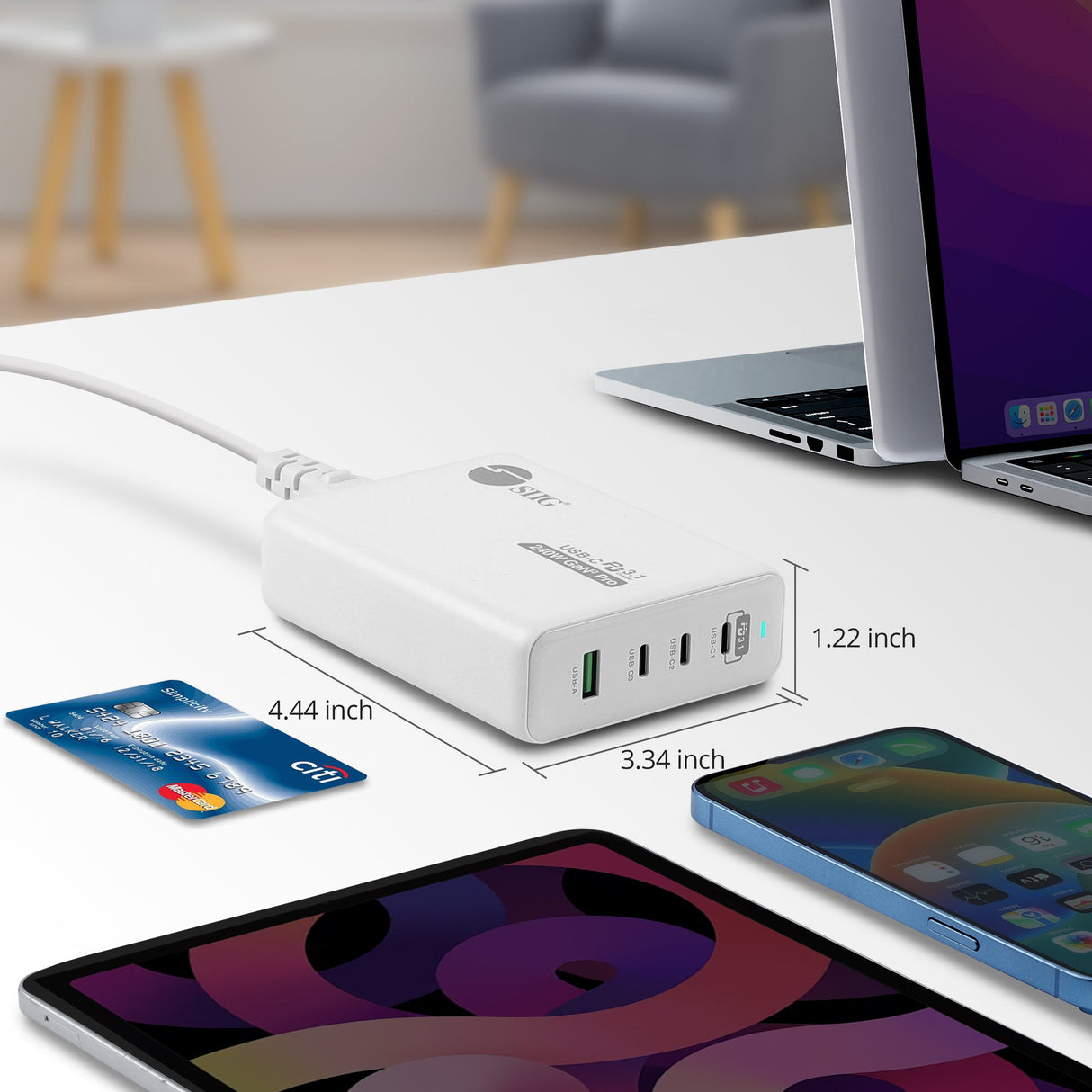 240W GaN PD 3.1 Charger - 3C1A - USB-C Power Adapter - Portable USB Type-C Charger - Maximum 240W output totally - C1 up to 140W - C2/C3 up to 100W - USB-A up to 30W