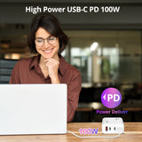 100W GaN PD Combo Power Charger - 3C1A - USB-C Charging Station - Portable USB Type-C Charger - Max 100W output totally - C1/C2 up to 100W - C3 up to 65W - USB-A up to 30W
