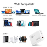 100W GaN PD Combo Power Charger - 3C1A - USB-C Charging Station - Portable USB Type-C Charger - Max 100W output totally - C1/C2 up to 100W - C3 up to 65W - USB-A up to 30W