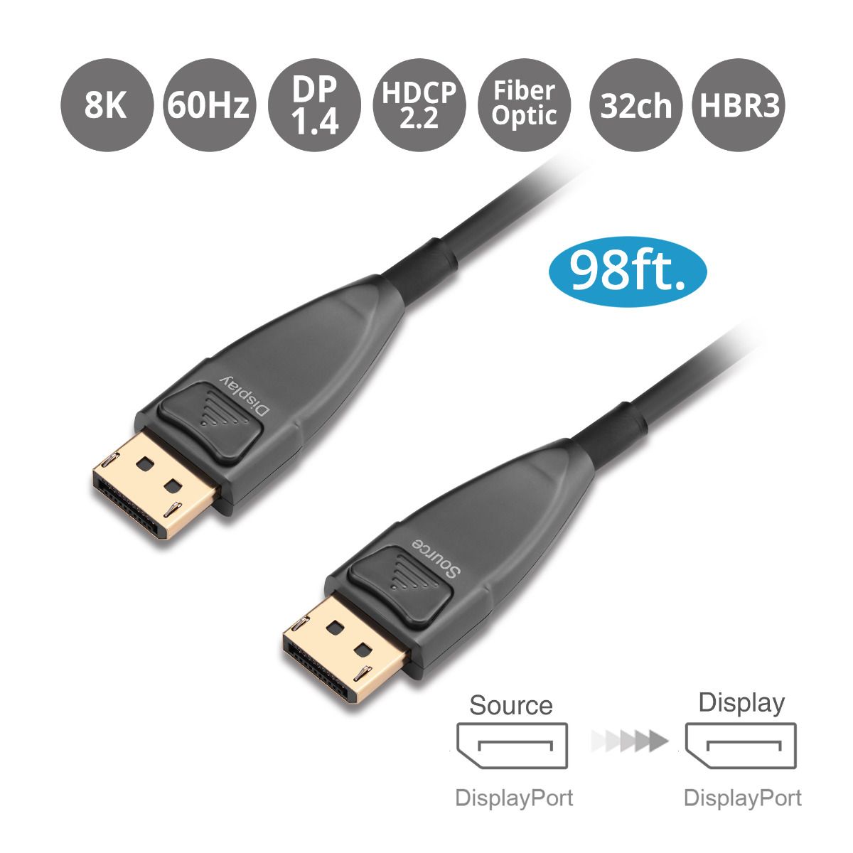 DisplayPort 1.4 AOC Cable - 30m