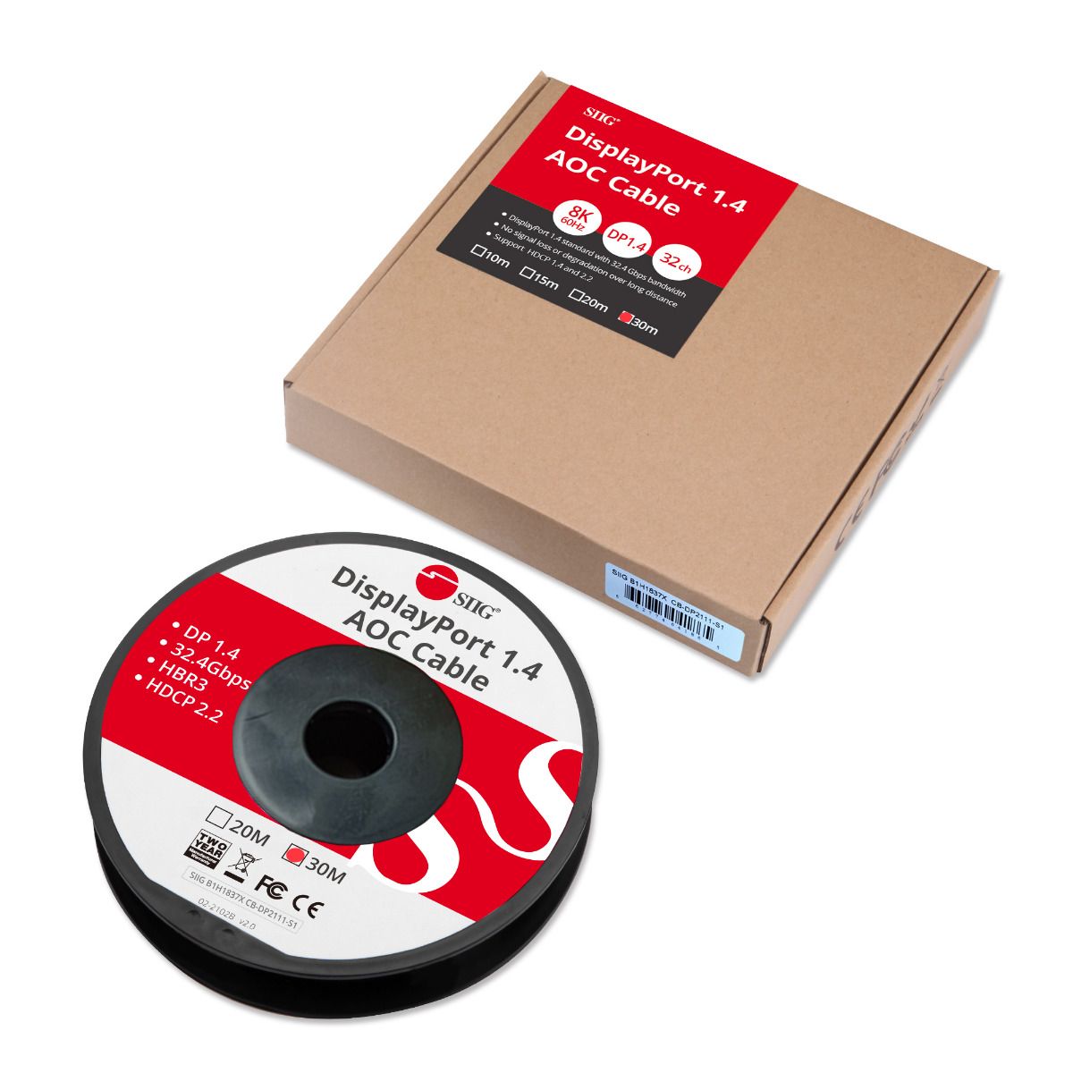 DisplayPort 1.4 AOC Cable - 30m