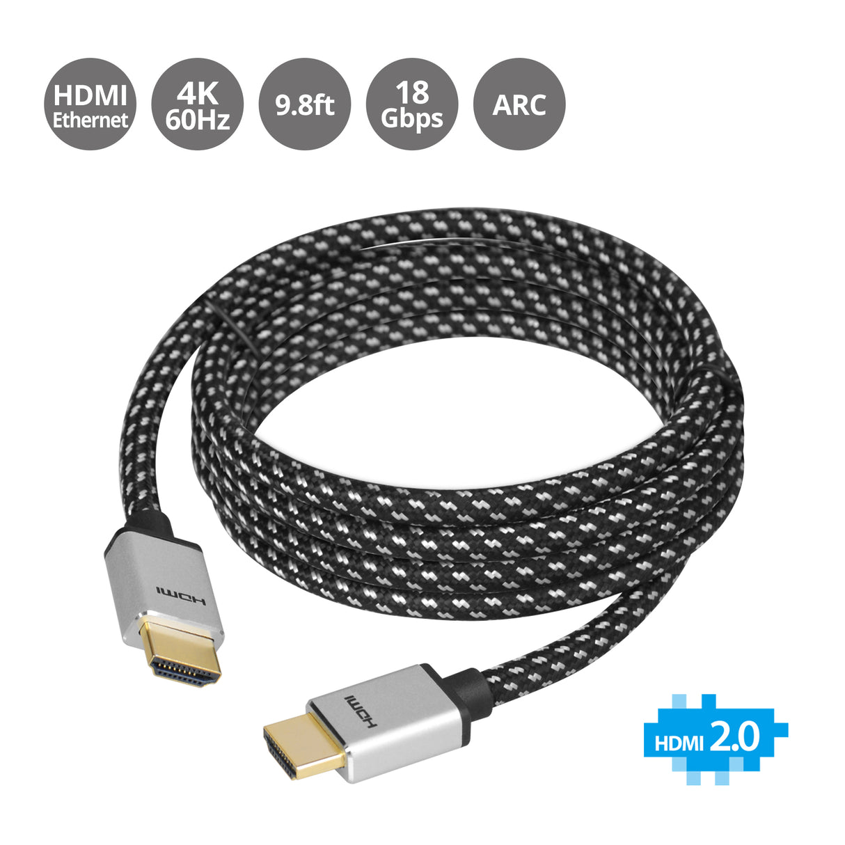 Woven Braided High Speed HDMI Cable 3m - UHD 4Kx2K