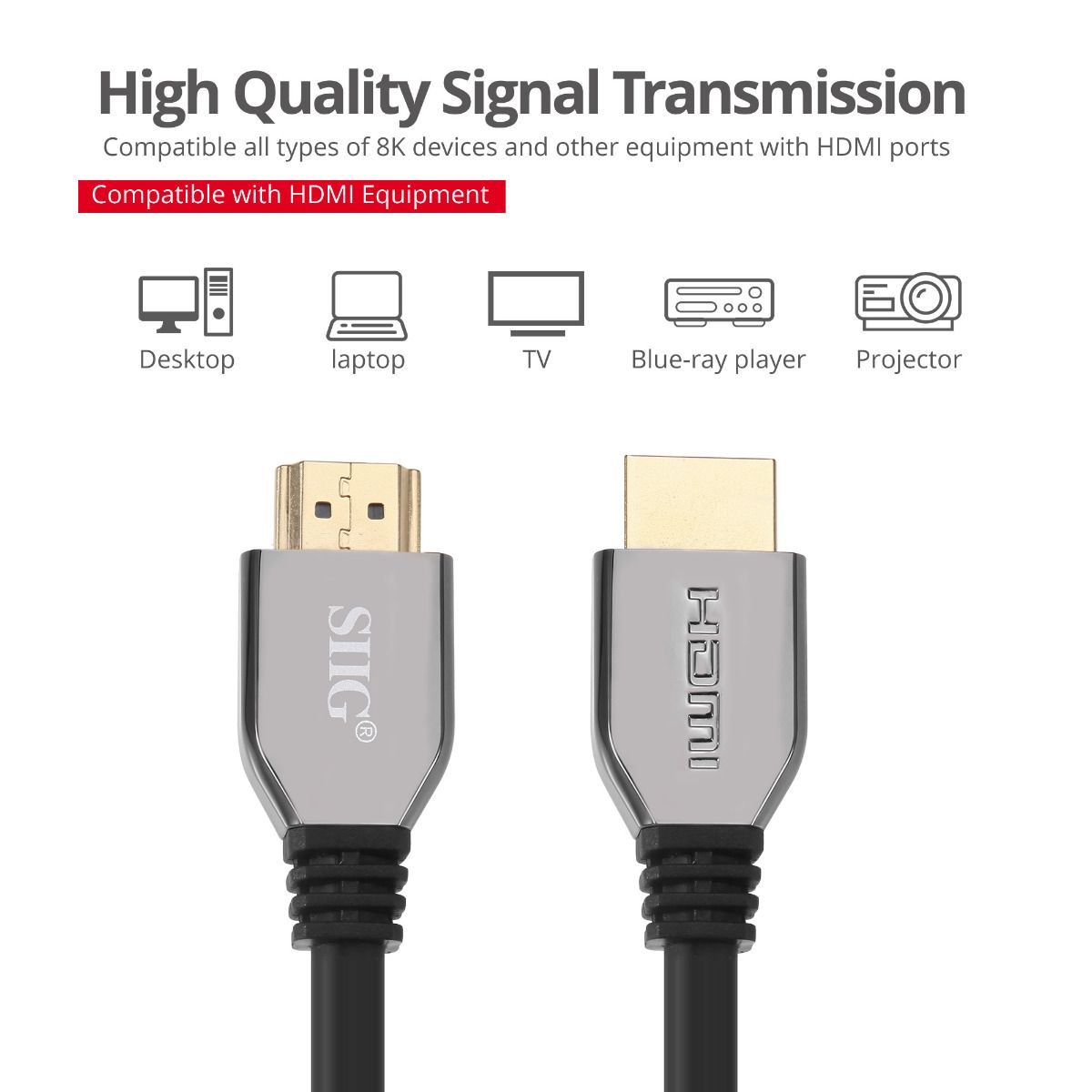 8K Ultra High Speed HDMI Cable - 3.3ft (1M) - 48Gbps - 8K 60Hz/4K 120Hz - HDR10+ - eARC - Dynamic HDR - HDCP 2.3- Ultra HD 8K HDMI Cable - Zinc alloy