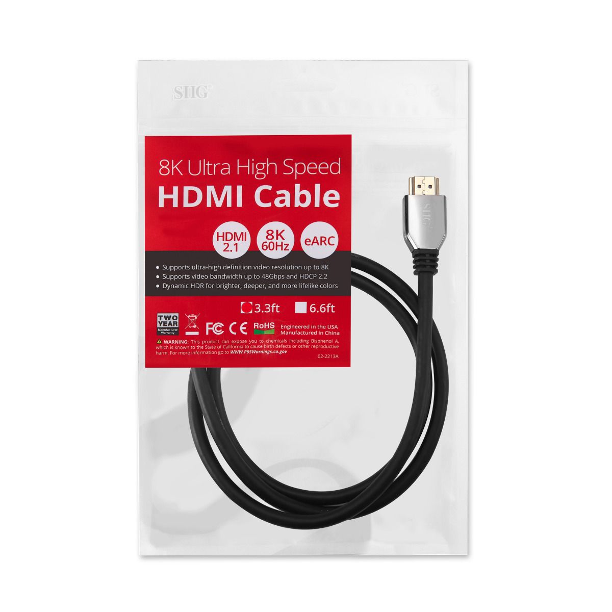 8K Ultra High Speed HDMI Cable - 3.3ft (1M) - 48Gbps - 8K 60Hz/4K 120Hz - HDR10+ - eARC - Dynamic HDR - HDCP 2.3- Ultra HD 8K HDMI Cable - Zinc alloy